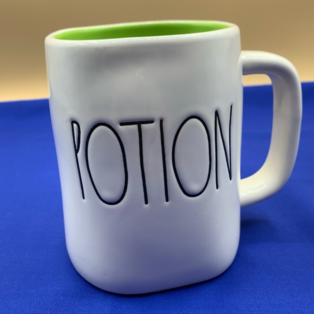 RAE DUNN Halloween Potion Mug White With Lime Green Interior, hardly used